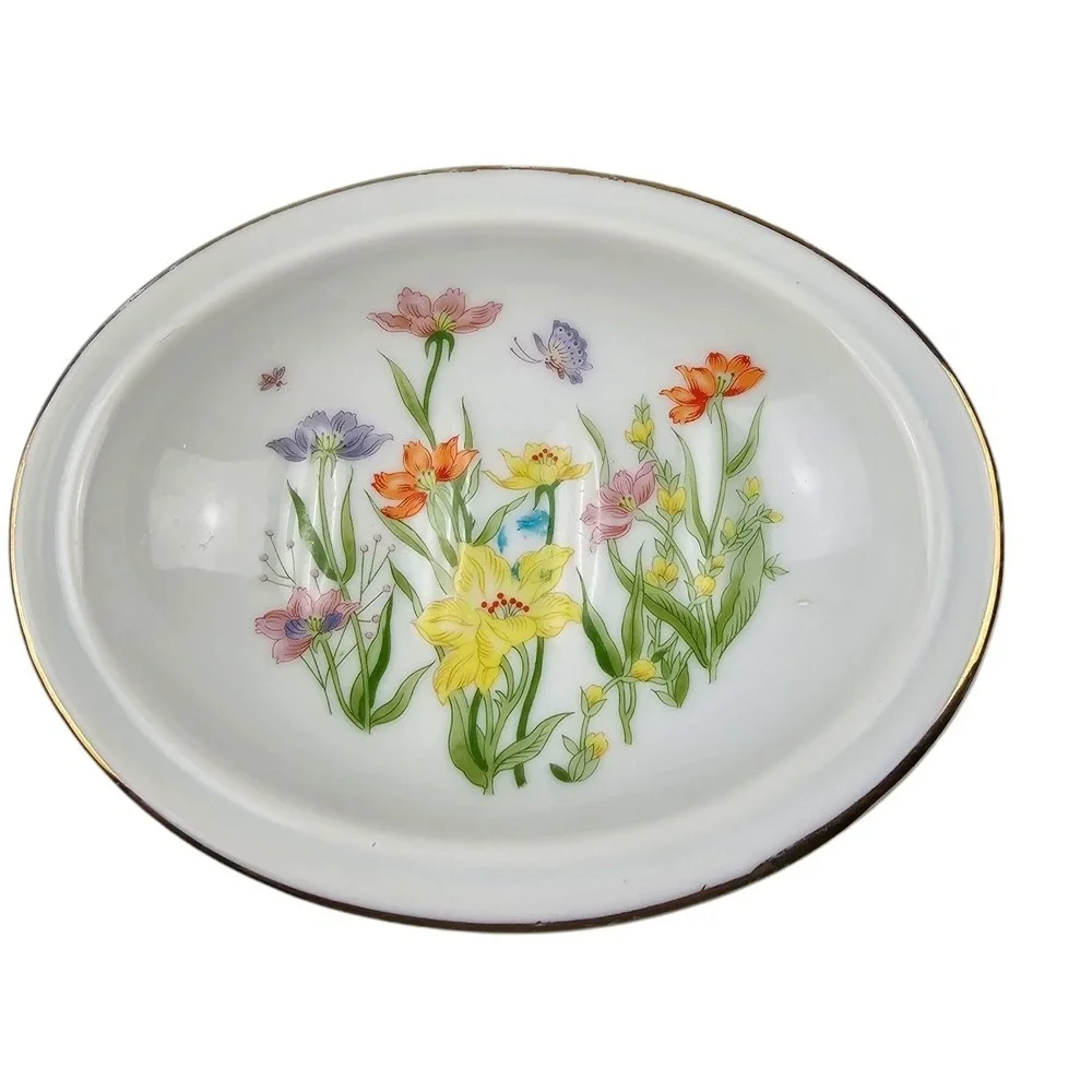 Vintage Day Lily Seymour Manning Fine China Soap Dish Floral‎